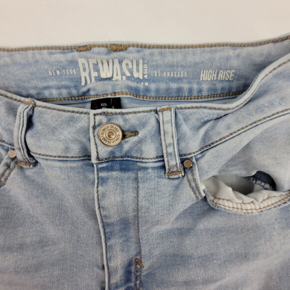 Rewash Brand Jeans Women's 27 Light Wash Super Flare Bell Bottoms Raw Hem High R - Picture 12 of 16